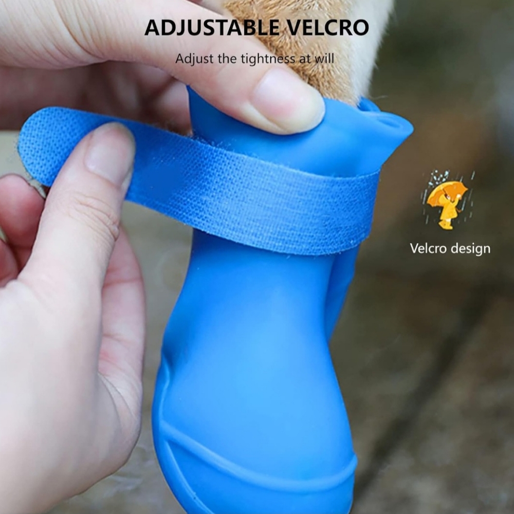 NWOT 🥀 PETSTORE Blue 4 PCS Waterproof Protective Silicone Dog Rain Boots - Picture 13 of 16